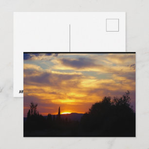 Cartão Postal Paisagem do Pôr do Sol na Montanha