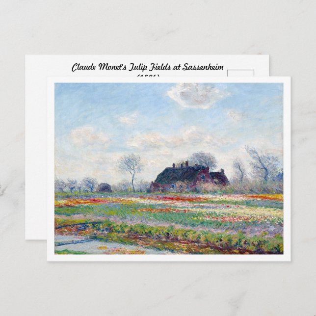 Cartão Postal Paisagem dos Campos das Tulipas de Claude Monet (Frente/Verso)