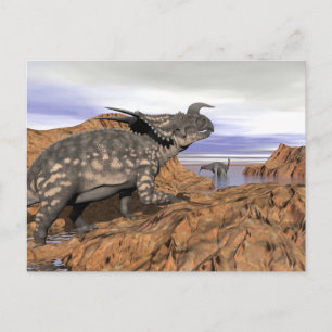 Cartão Postal Paisagem dos dinossauros - renderização 3D