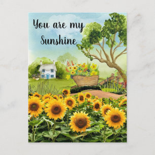 Cartão Postal Paisagem dos Sunflower Amarelos