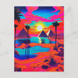 Cartão Postal Paisagem Egípcia Poster de Psicodélica