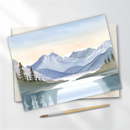 Cartão Postal Paisagem em Aquarela das Montanhas do Lago Tahoe