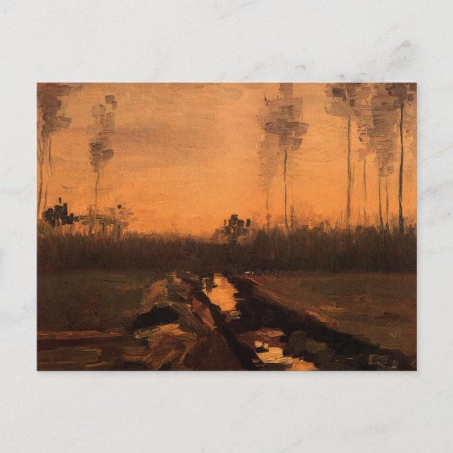 Cartão Postal Paisagem em Dusk por Vincent van Gogh (Frente)
