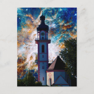 Cartão Postal Paisagem Estelar - Nebulosa e Torre