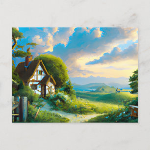 Cartão Postal Paisagem Fantástica na Pintura de Verão