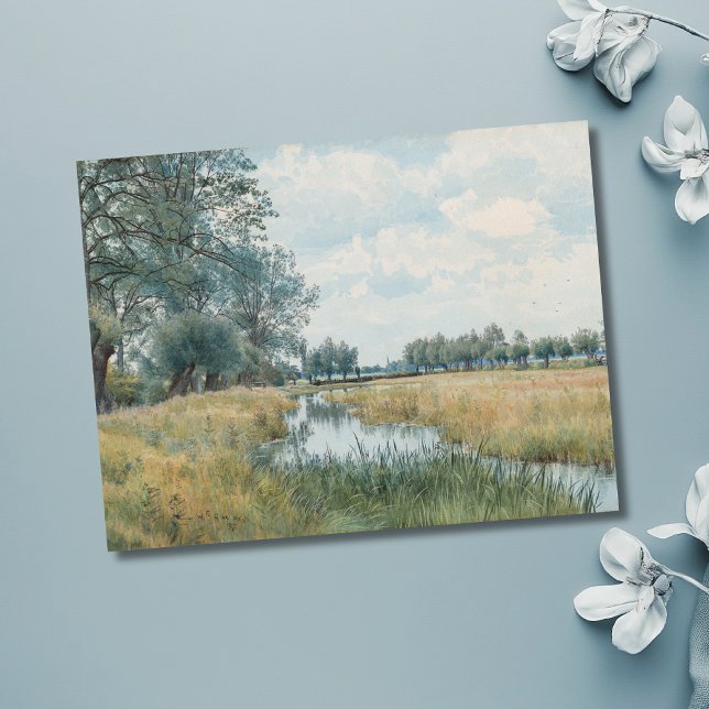 Cartão Postal Paisagem fluvial perto de Ruas. Ives, Huntingdonsh (Criador carregado)