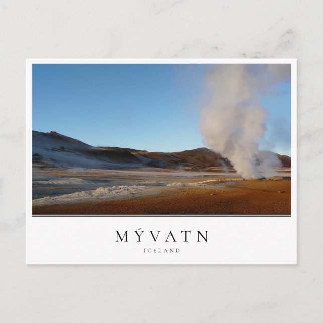 Cartão Postal Paisagem geotérmica de Myvatn na Islândia (Frente)