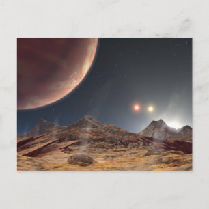 Cartão Postal Paisagem lunar com três sóis
