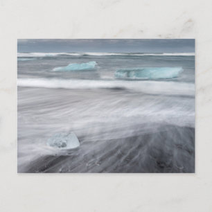 Cartão Postal Paisagem marítima agitada com gelo, Islândia