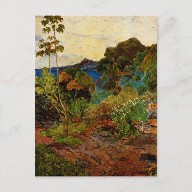 Cartão Postal Paisagem Martinica de Paul Gauguin (1887) (Frente)