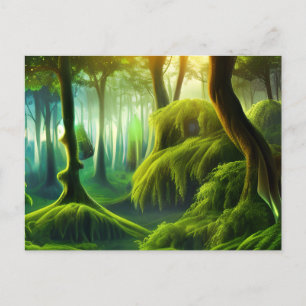 Cartão Postal Paisagem Mística da Floresta Verde