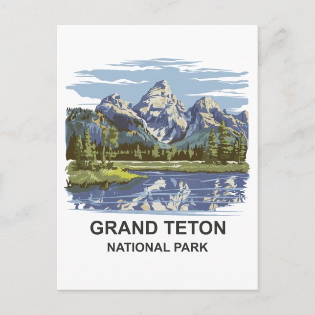 Cartão Postal Paisagem Nacional do Grande Teton (Frente)