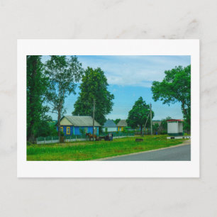 Cartão Postal Paisagem Natural Cena Rural Estrada da Aldeia