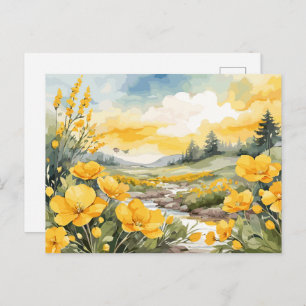 Cartão Postal Paisagem Natureza de Linda Aquarela