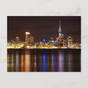Cartão Postal Paisagem Noturna da Cidade de Auckland