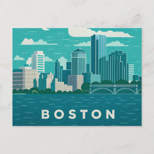 Cartão Postal Paisagem Noturna da Cidade de Massachusetts Cida
