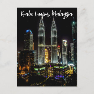 Cartão Postal Paisagem Noturna de Kuala Lumpur