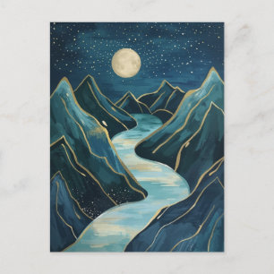 Cartão Postal paisagem Picos Dourados Sob um Céu Noturno