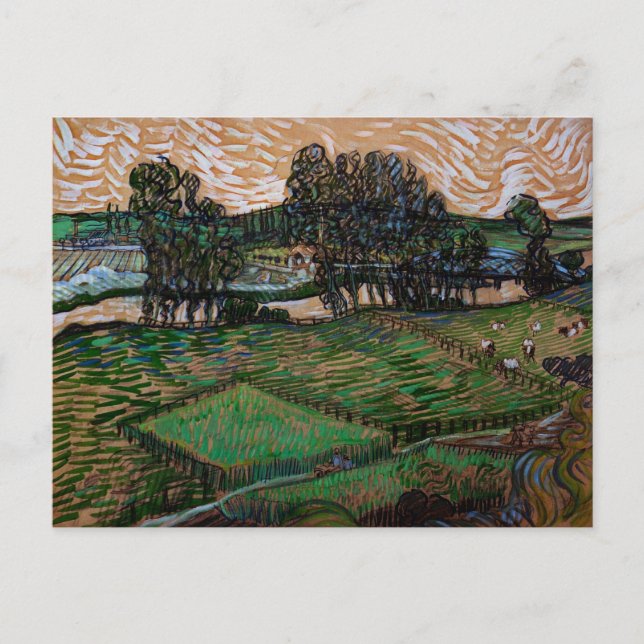 Cartão Postal Paisagem, Ponte em Oise por Vincent van Gogh (Frente)