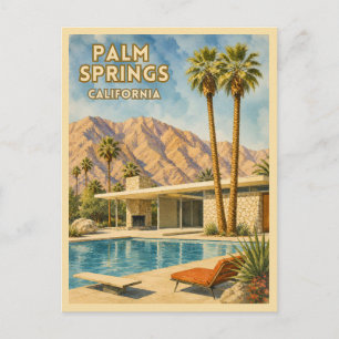 Cartão Postal Paisagem Retro Viagem Palm Springs Califórnia