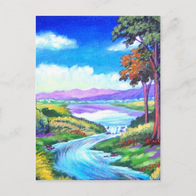 Cartão Postal Paisagem River Painting Art - Multi (Frente)