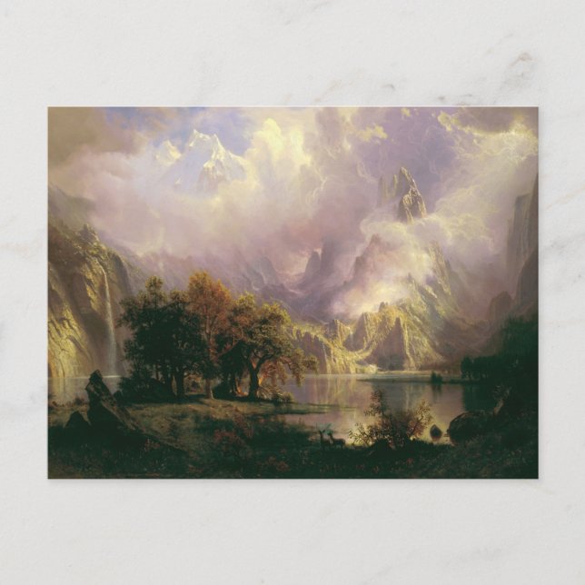 Cartão Postal Paisagem Rocky Mountain por Albert Bierstadt (Frente)