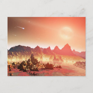 Cartão Postal Paisagem rosa e alienígena amarela