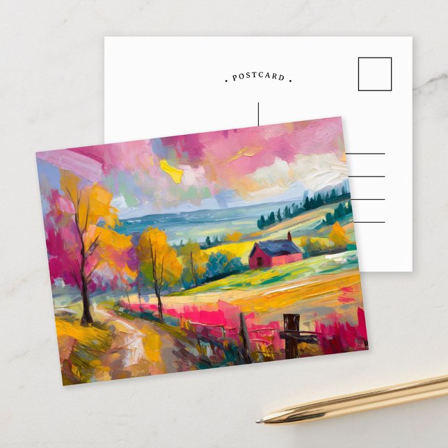 Cartão Postal Paisagem Rural Paisagem Moderna Abstrato (Criador carregado)
