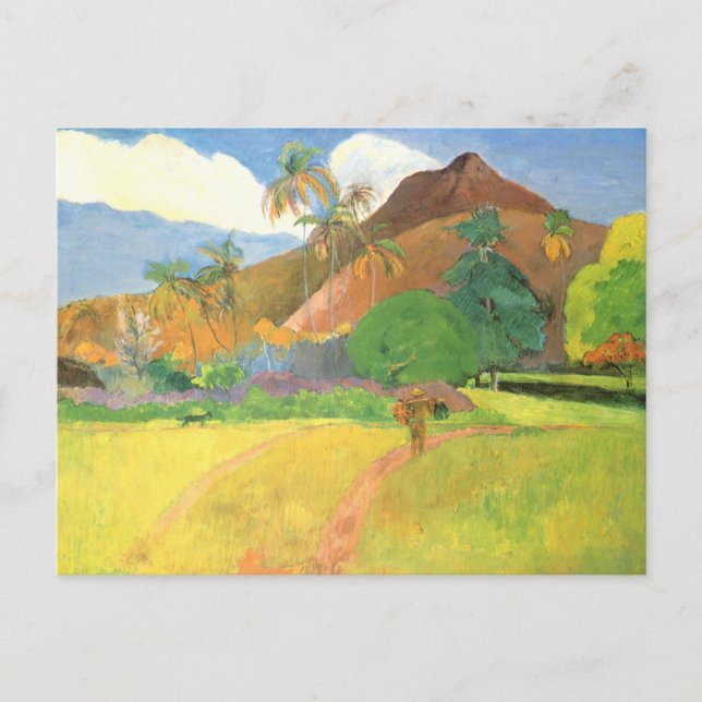 Cartão Postal Paisagem Taitiana, Montanhas Tahiti, Paul Gauguin (Frente)