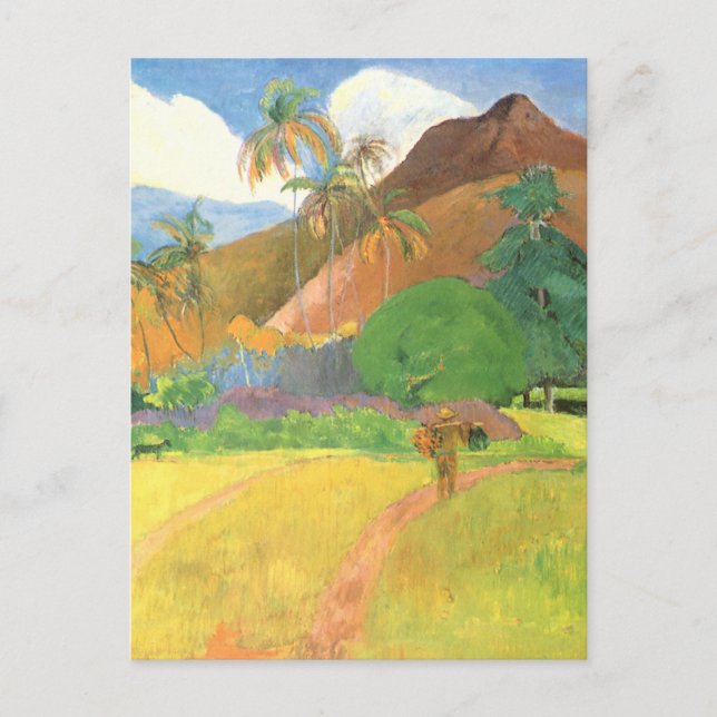 Cartão Postal Paisagem Taitiana, Montanhas Tahiti, Paul Gauguin (Frente)