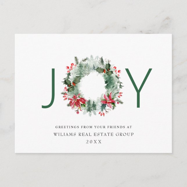 Cartão Postal Paisagem Terra Holly Berry Pine Natal (Frente)