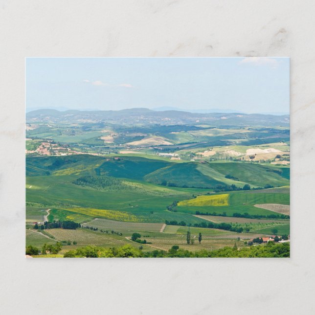 Cartão Postal Paisagem Toscana Típica com Colinas - Itália (Frente)