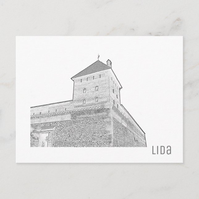 Cartão Postal Paisagem urbana da cidade de Lida na Bielorrússia  (Frente)
