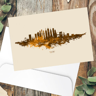 Cartão Postal Paisagem urbana da Cidade de Nova York em aquarela