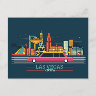 Cartão Postal Paisagem Urbana da Cidade Skyline Las Vegas, Nev