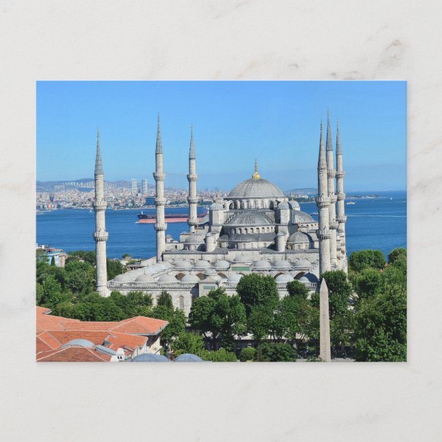 Cartão Postal Paisagem urbana da Mesquita Azul Istambul Turquia  (Frente)