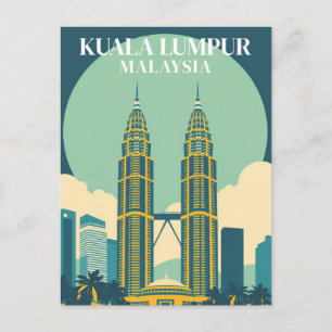 Cartão Postal Paisagem urbana das Torres Retrô de Kuala Lumpur M