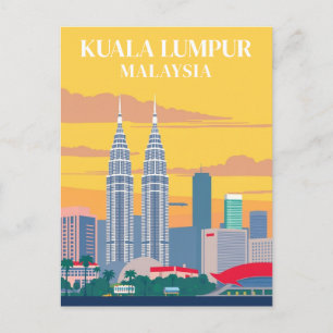 Cartão Postal Paisagem urbana das torres vintage de Kuala Lumpur
