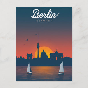 Cartão Postal Paisagem Urbana de Berlim ao Pôr do Sol