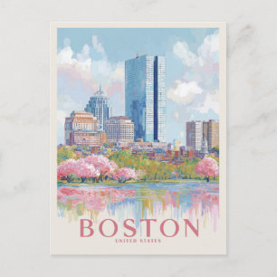 Cartão Postal Paisagem Urbana de Boston Vintage