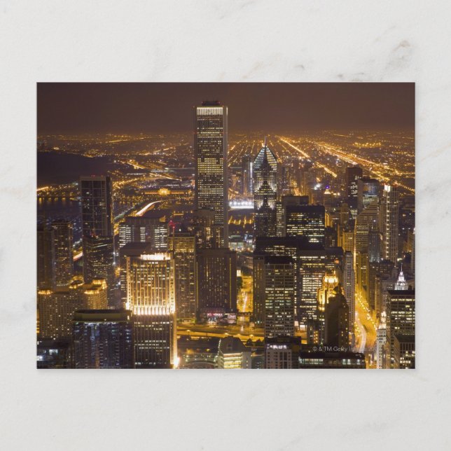 Cartão Postal paisagem urbana de Chicago centro (Frente)