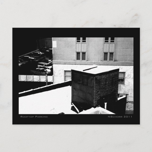 Cartão Postal Paisagem Urbana de Inverno no Telhado (Frente)