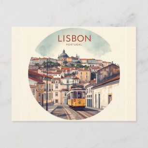 Cartão Postal Paisagem urbana de Lisboa Portugal - Arte de Viage