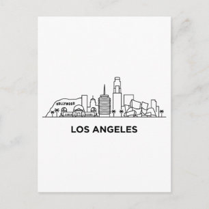 Cartão Postal Paisagem Urbana de Los Angeles Minimalista Arte de