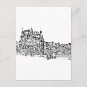 Cartão Postal Paisagem Urbana de Würzburg Baviera Arte Minimalis