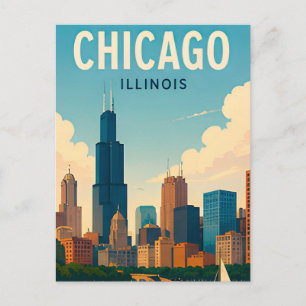 Cartão Postal Paisagem Urbana do Centro de Chicago Illinois à Be