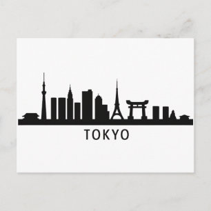 Cartão Postal Paisagem Urbana do Japão Viagem Silhueta do Hori