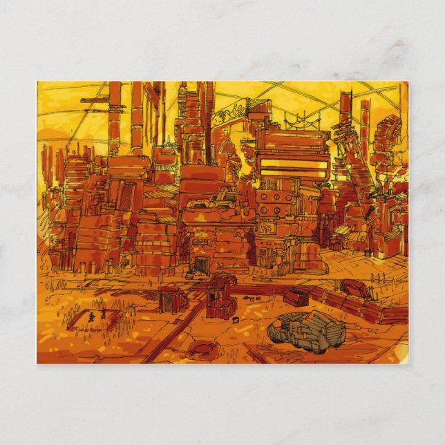 Cartão Postal Paisagem urbana futurística (Frente)