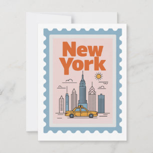 Cartão Postal Paisagem urbana minimalista vintage da cidade de N