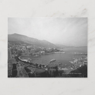 Cartão Postal paisagem urbana no porto com vista elevada B&W